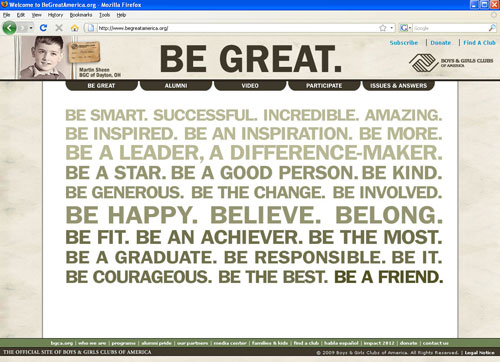 BE GREAT AMERICA web site screengrab