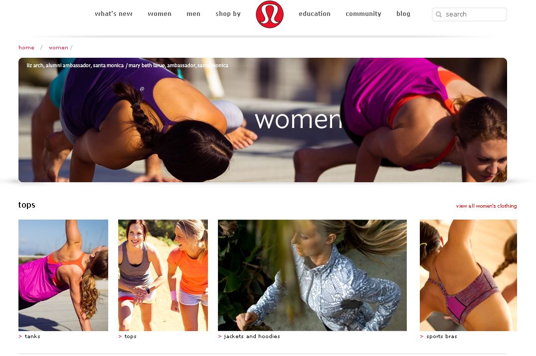 Lululemon Website