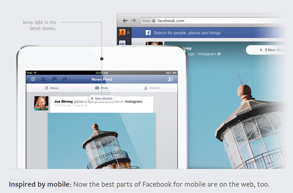 Image of Facebook on multiple interfaces