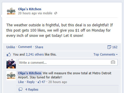 Olga's Kitchen social media promotion