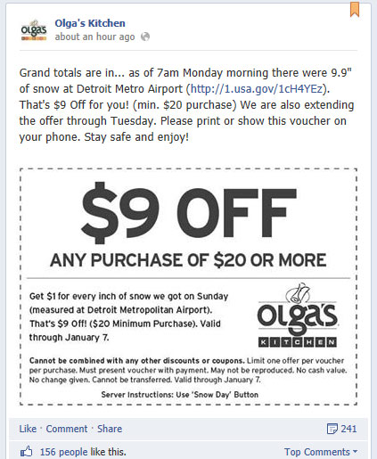 Olga's Kitchen social media promotion