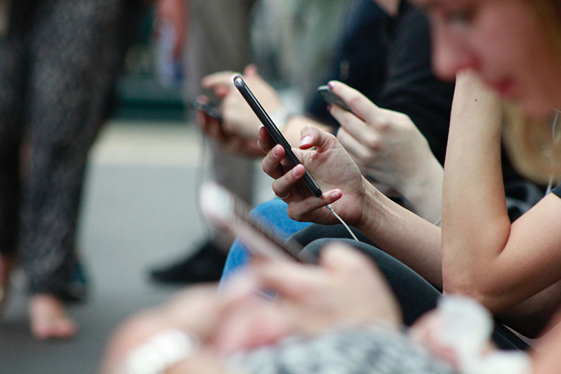 Woman using a mobile phone.