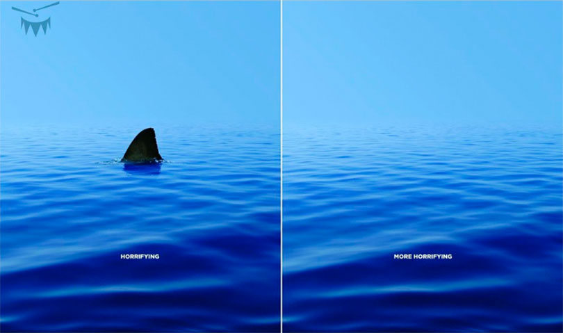 Ocean with shark. Ocean without shark.