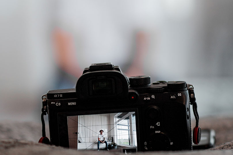 A video camera captures a blurry image of its subject.