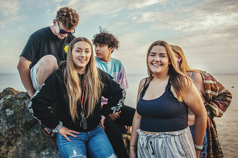 Teens in shop