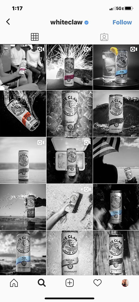 White Claw Hard Seltzer Instagram Account