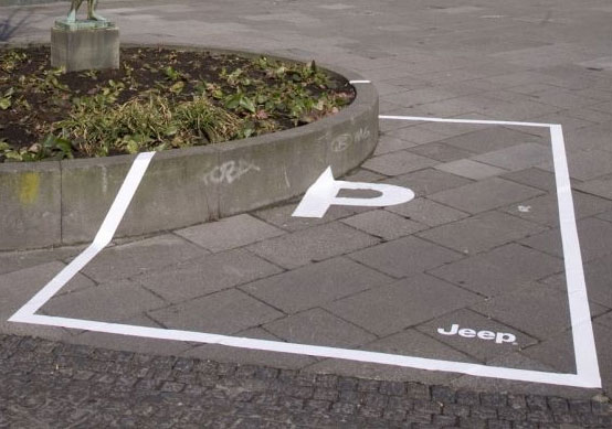 Parking spots drawn on city steps