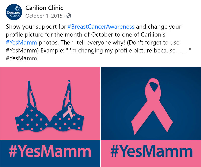 Breast cancer awareness images with #YesMamm