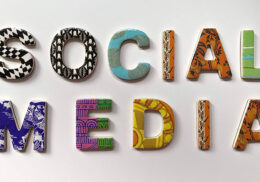 Social media in colored block letters