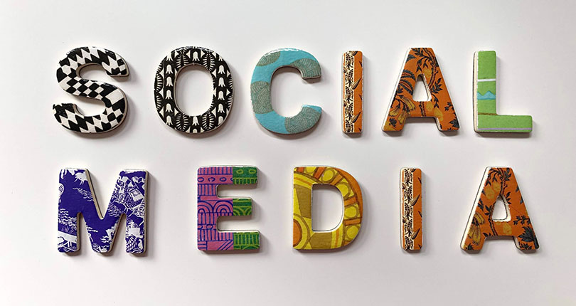 Social media in colored block letters